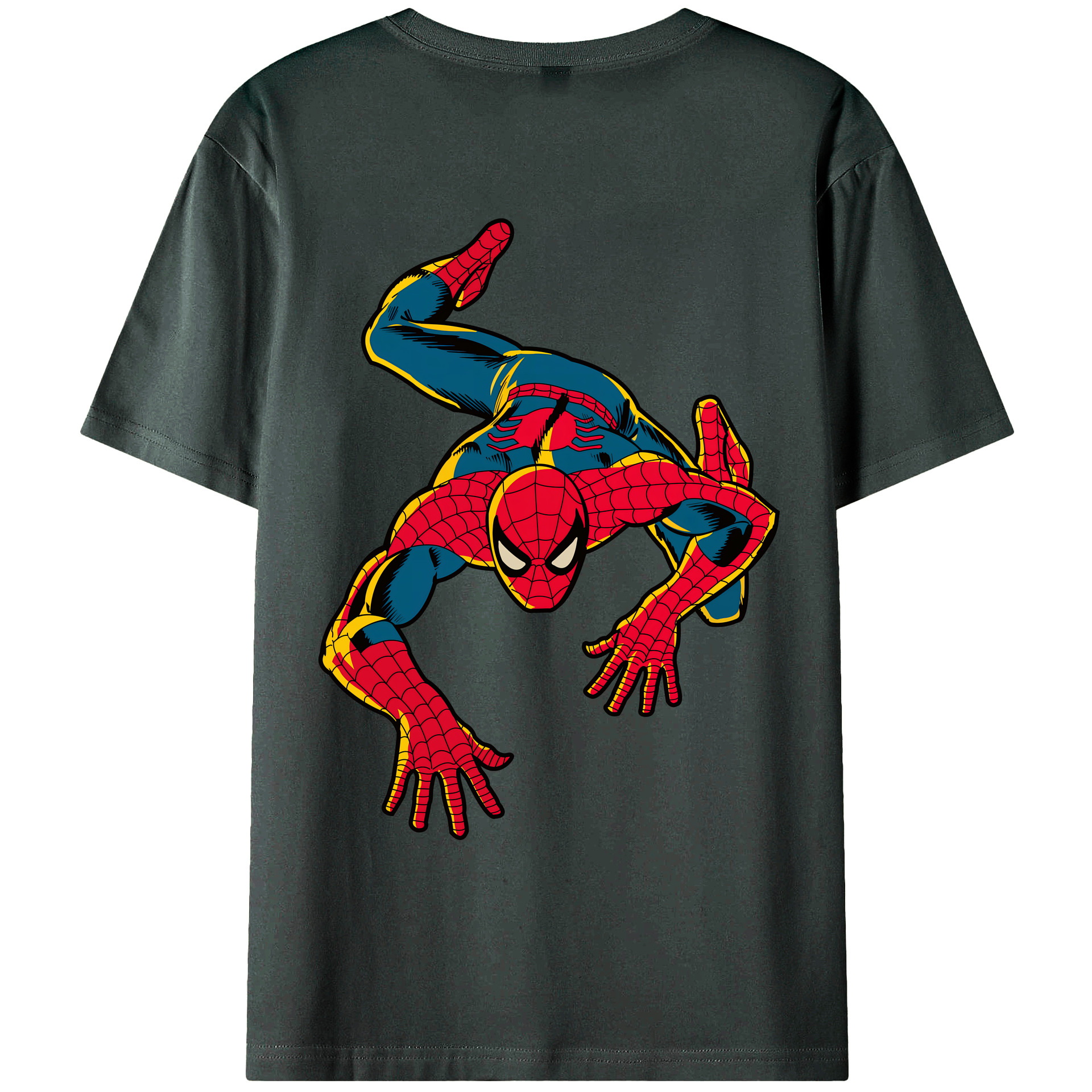 （画像用） Spider Man スパイダーマン 綿100％ メンズ半袖Tシャツ（バックプリント） 通気性